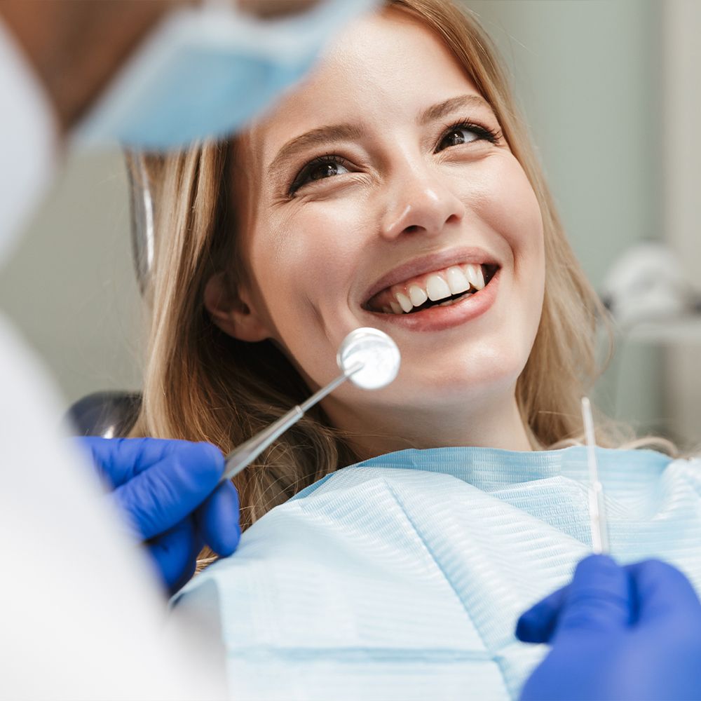 A young woman at the dentist's office
